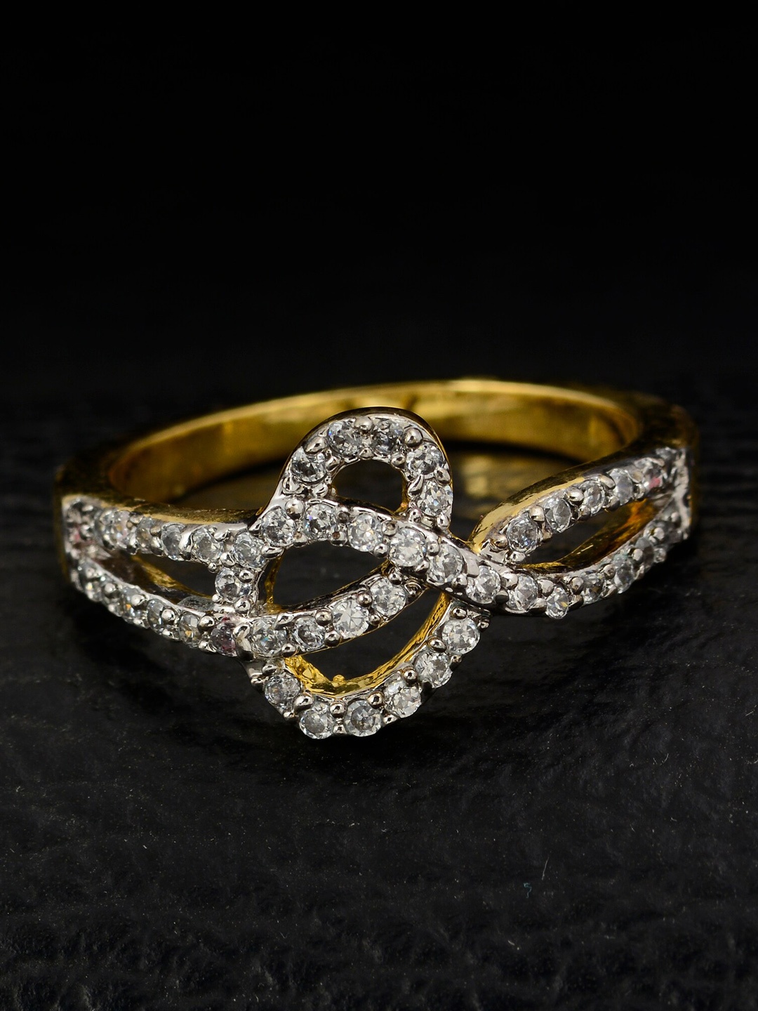 

Silgo Gold-Plated White Stone Studded Finger Ring