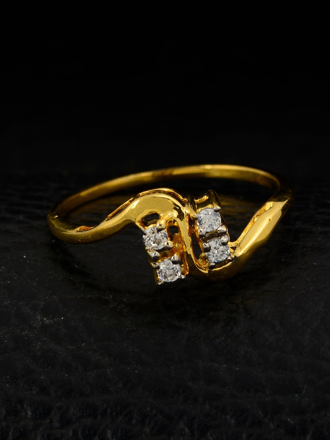 

Silgo Gold-Plated & White Stone Studded Ring