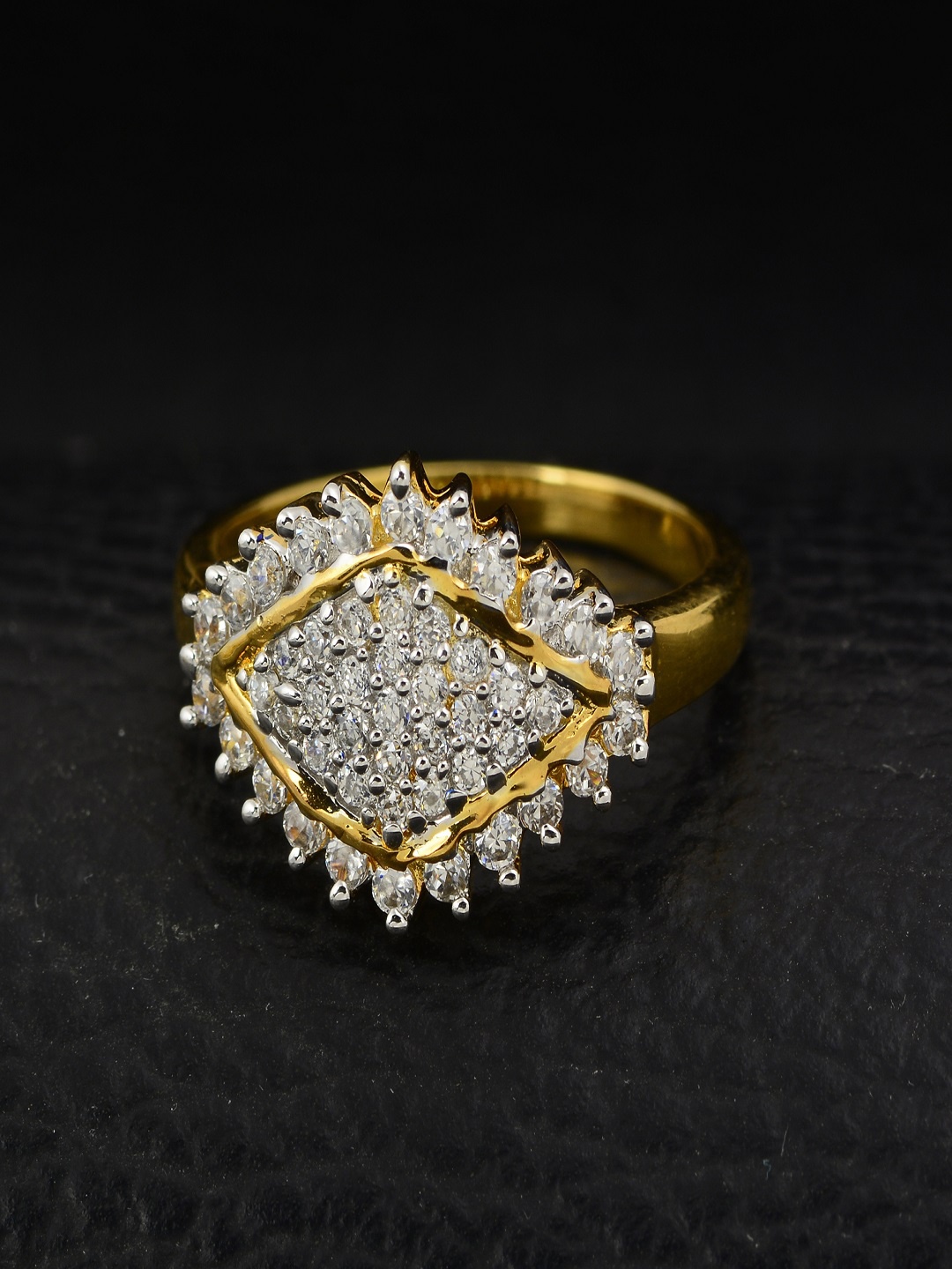 

Silgo Gold-Plated White Stone-Studded Finger Ring