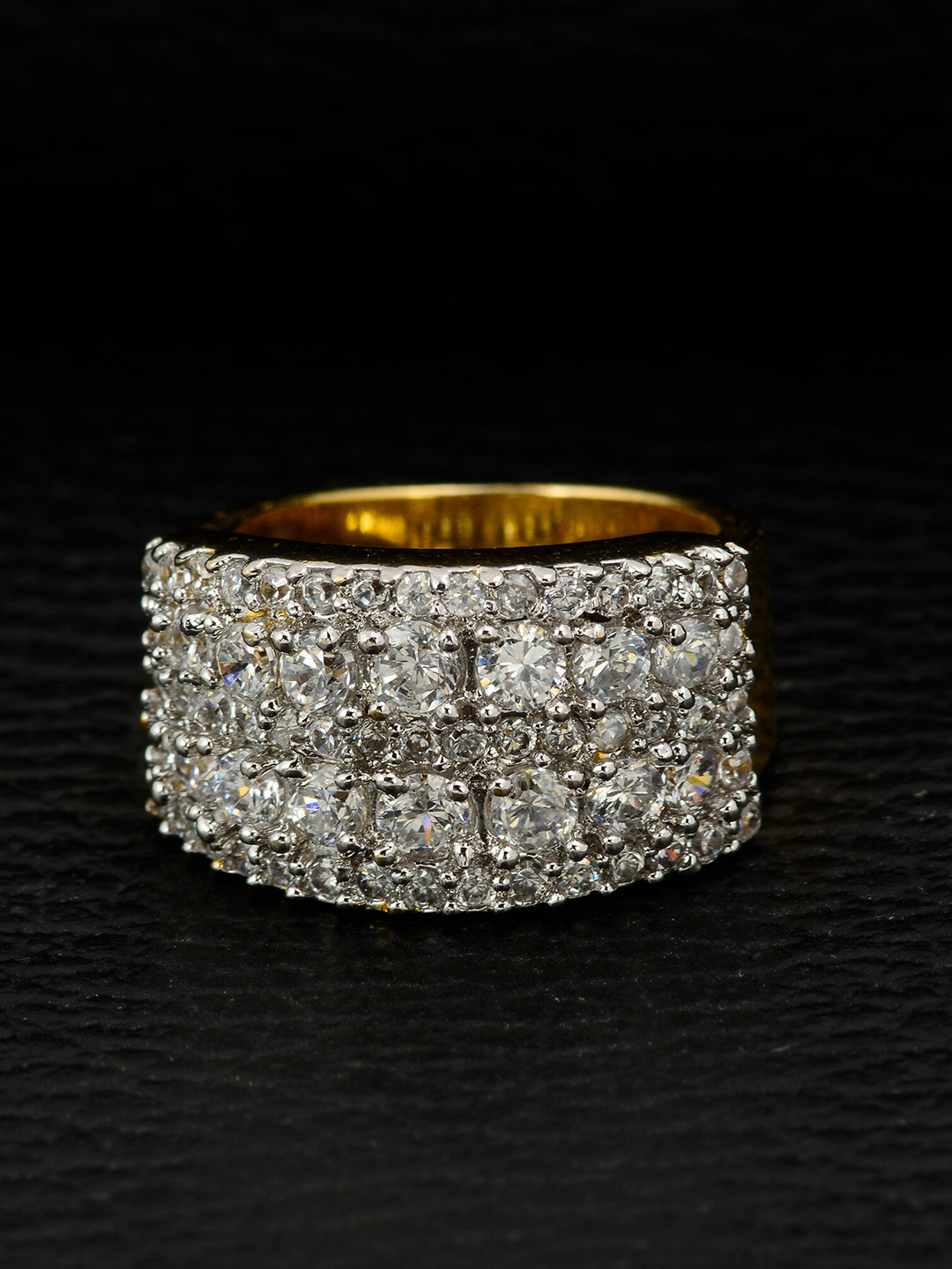 

Silgo Gold-Plated White Stone-Studded Finger Ring