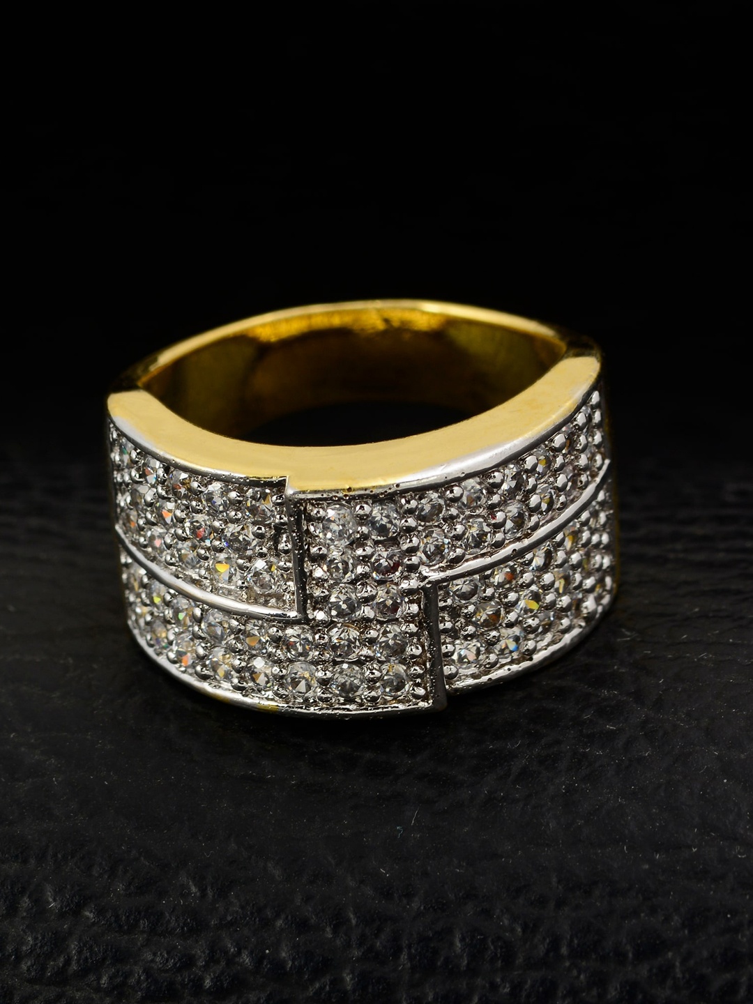 

Silgo Gold-Plated White Stone-Studded Finger Ring