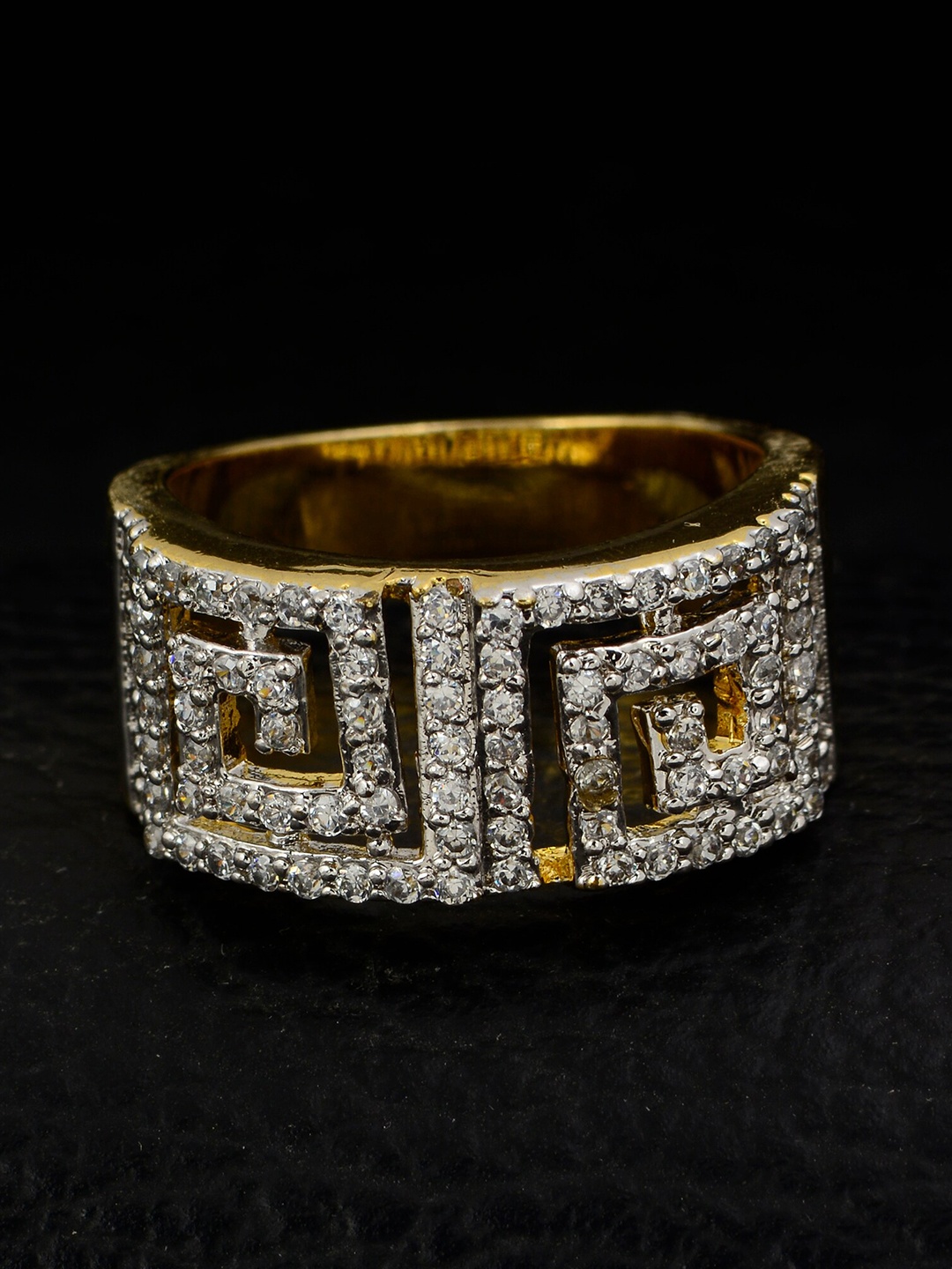 

Silgo Gold-Plated White Stone-Studded Finger Ring