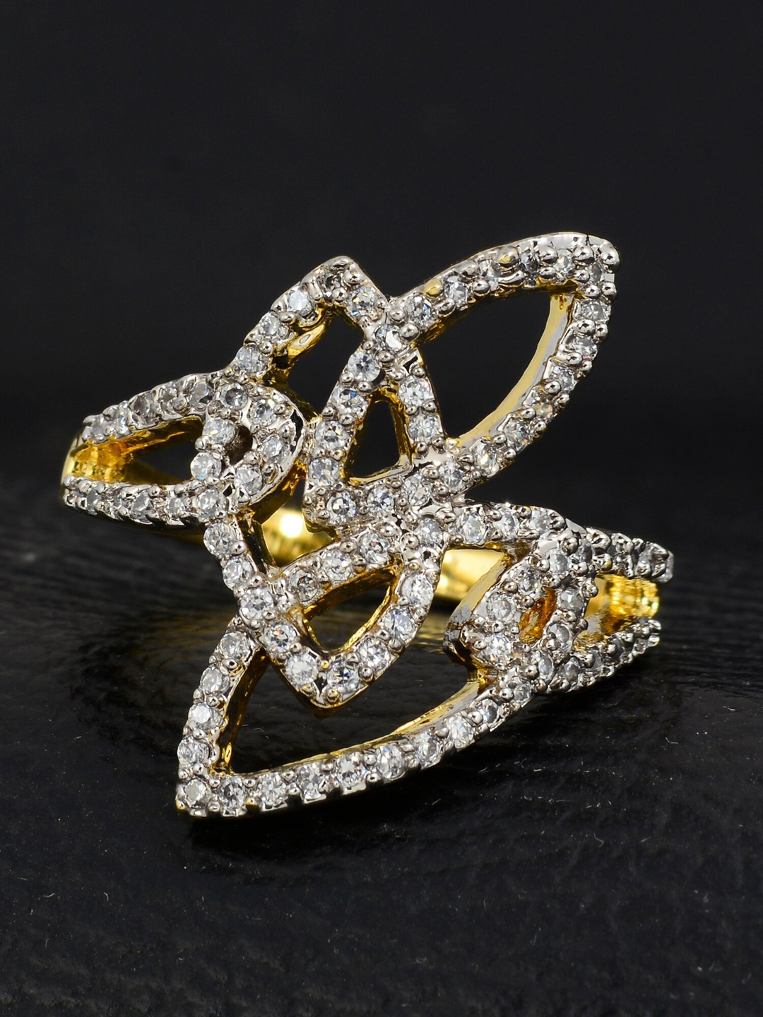 

Silgo Gold-Plated White Stone-Studded Finger Ring