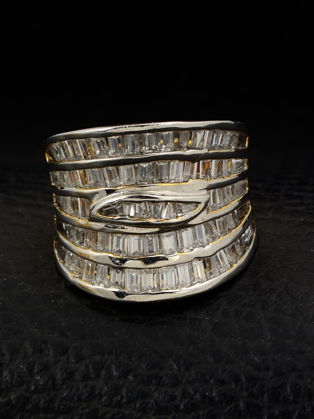 

Silgo Gold-Plated White Stone-Studded Finger Ring