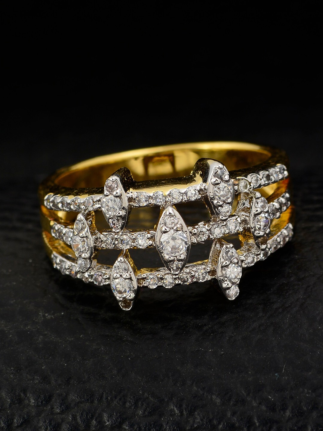 

Silgo Gold-Plated White Stone-Studded Finger Ring