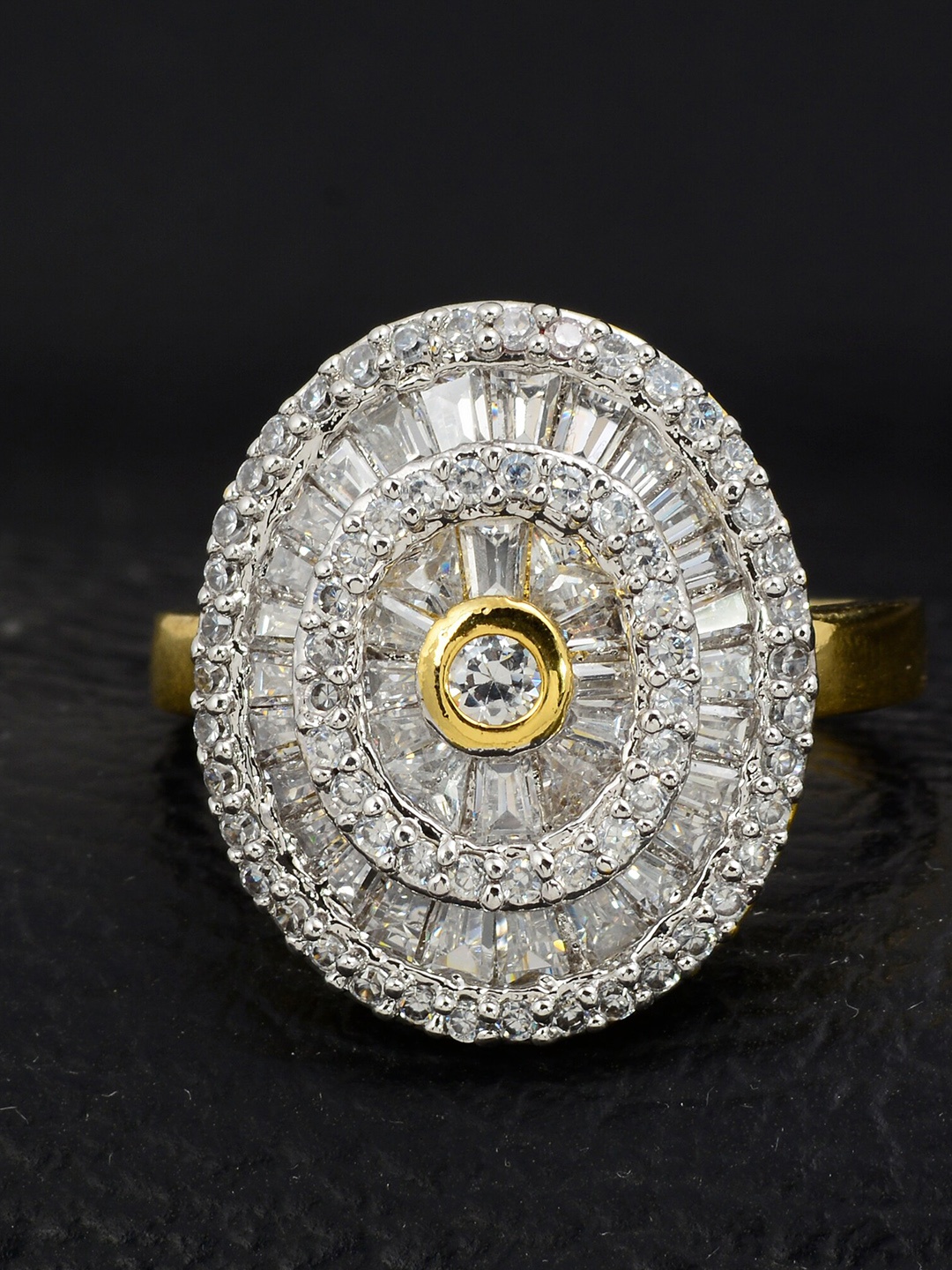

Silgo Gold-Plated White Stone-Studded Finger Ring