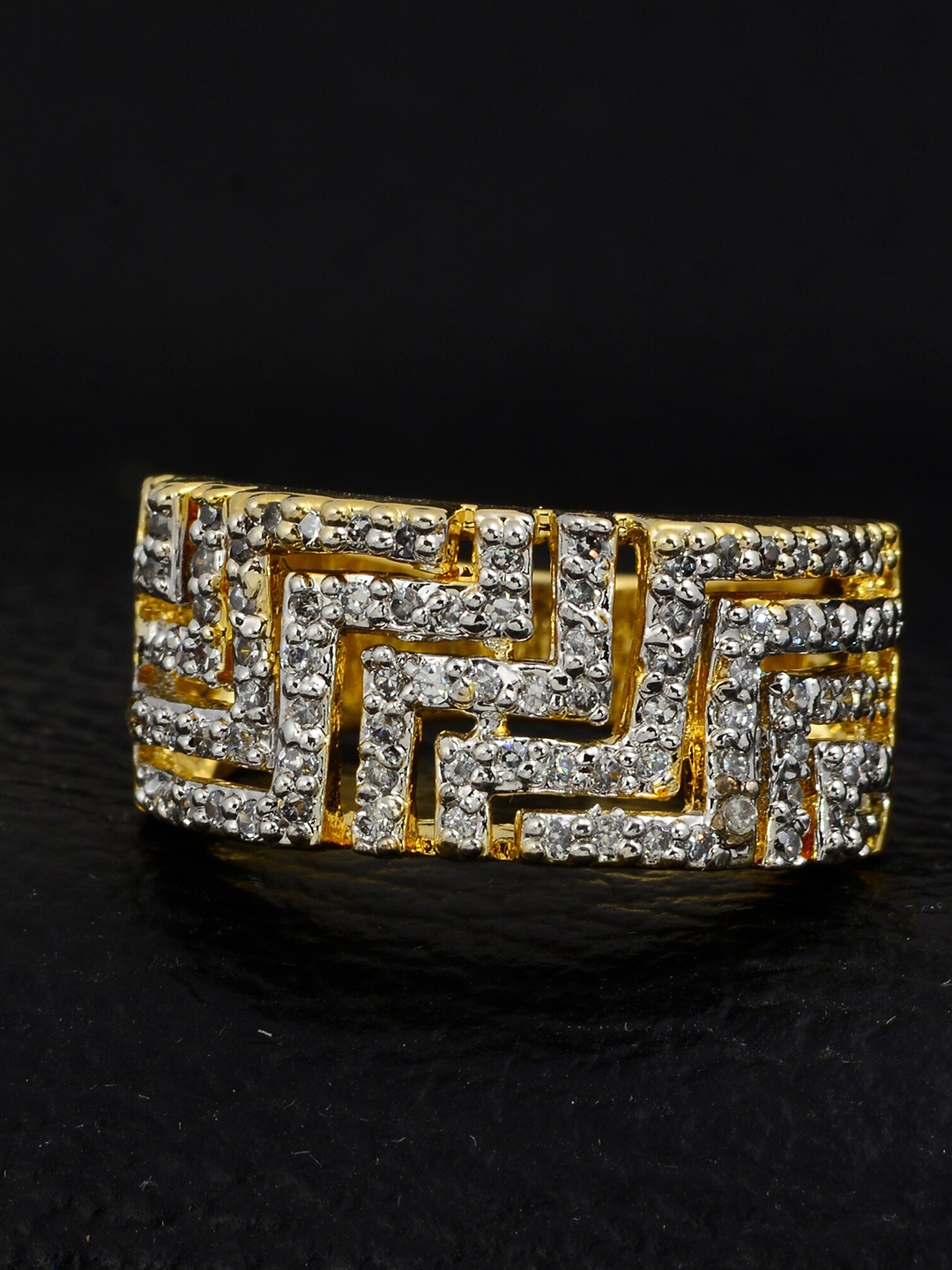 

Silgo Gold-Plated White Stone-Studded Finger Ring