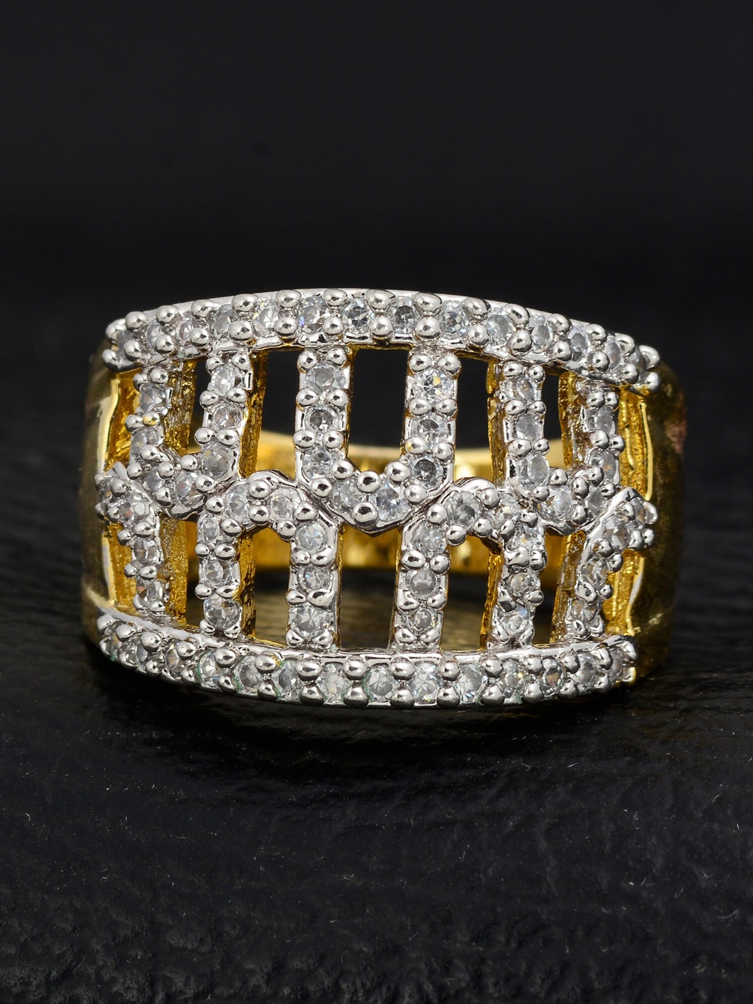 

Silgo Gold-Plated White Stone-Studded Finger Ring