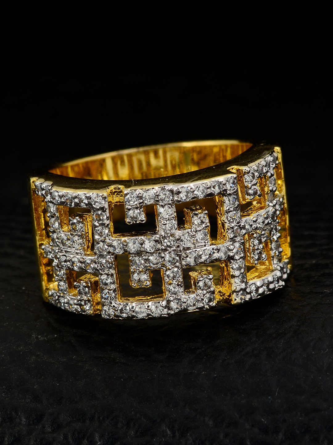 

Silgo Gold-Plated White Stone-Studded Finger Ring
