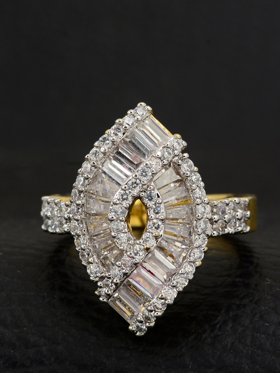 

Silgo Gold-Plated White Stone-Studded Finger Ring