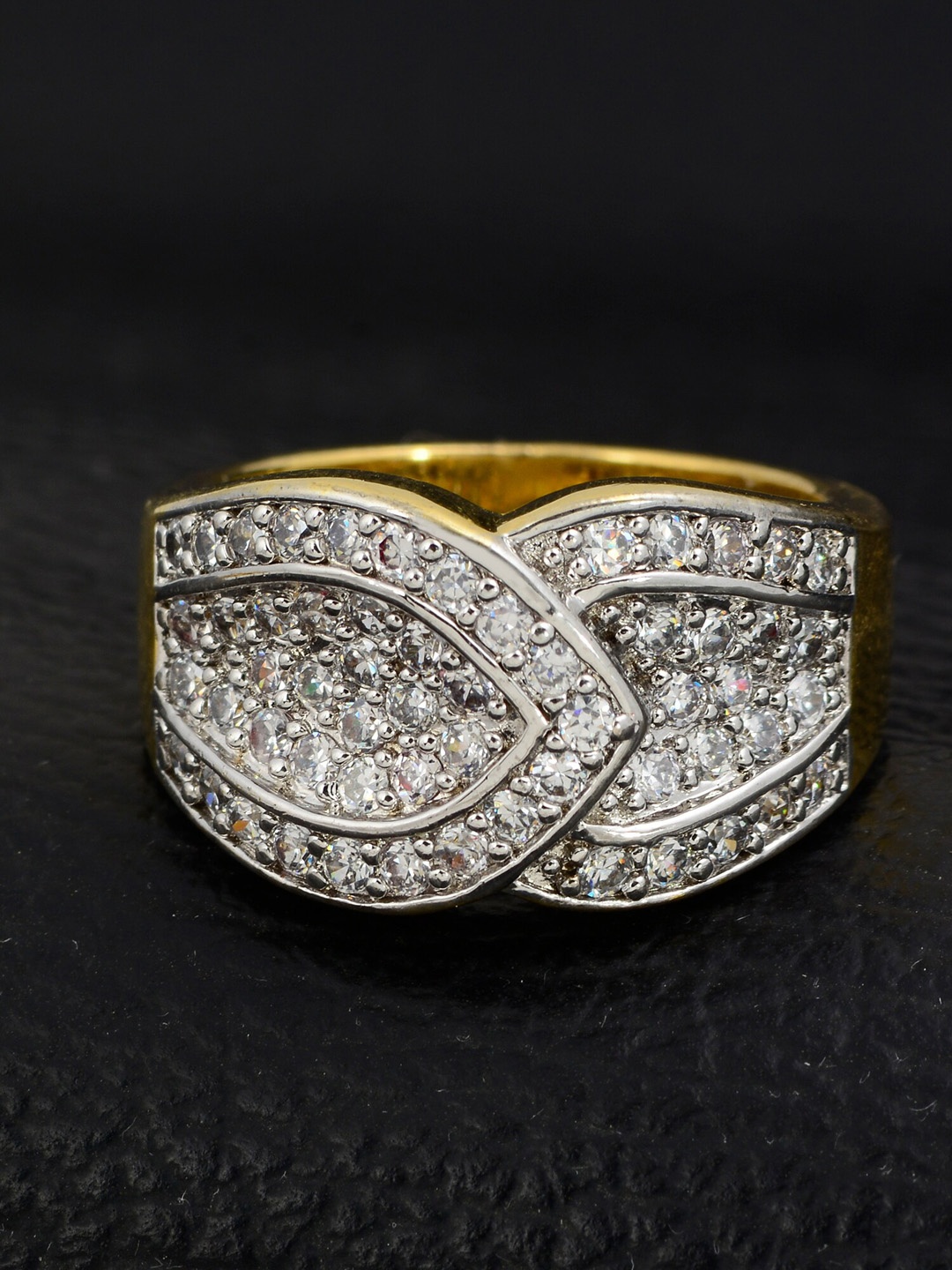 

Silgo Gold-Plated White Stone-Studded Finger Ring