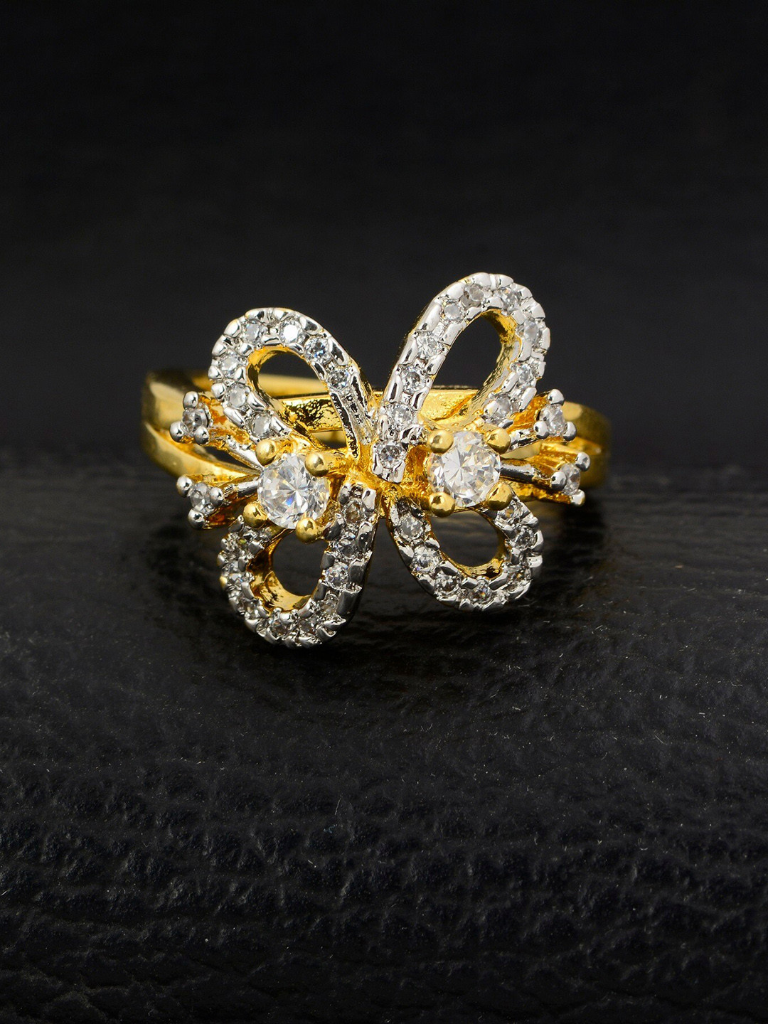 

Silgo Gold-Plated White Stone-Studded Finger Ring