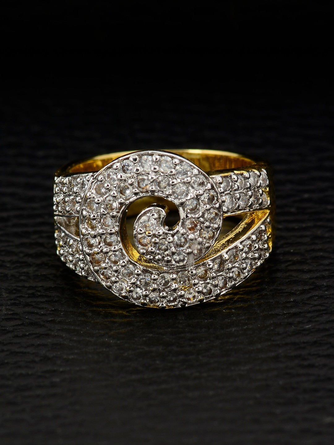

Silgo Gold-Plated White Stone-Studded Finger Ring
