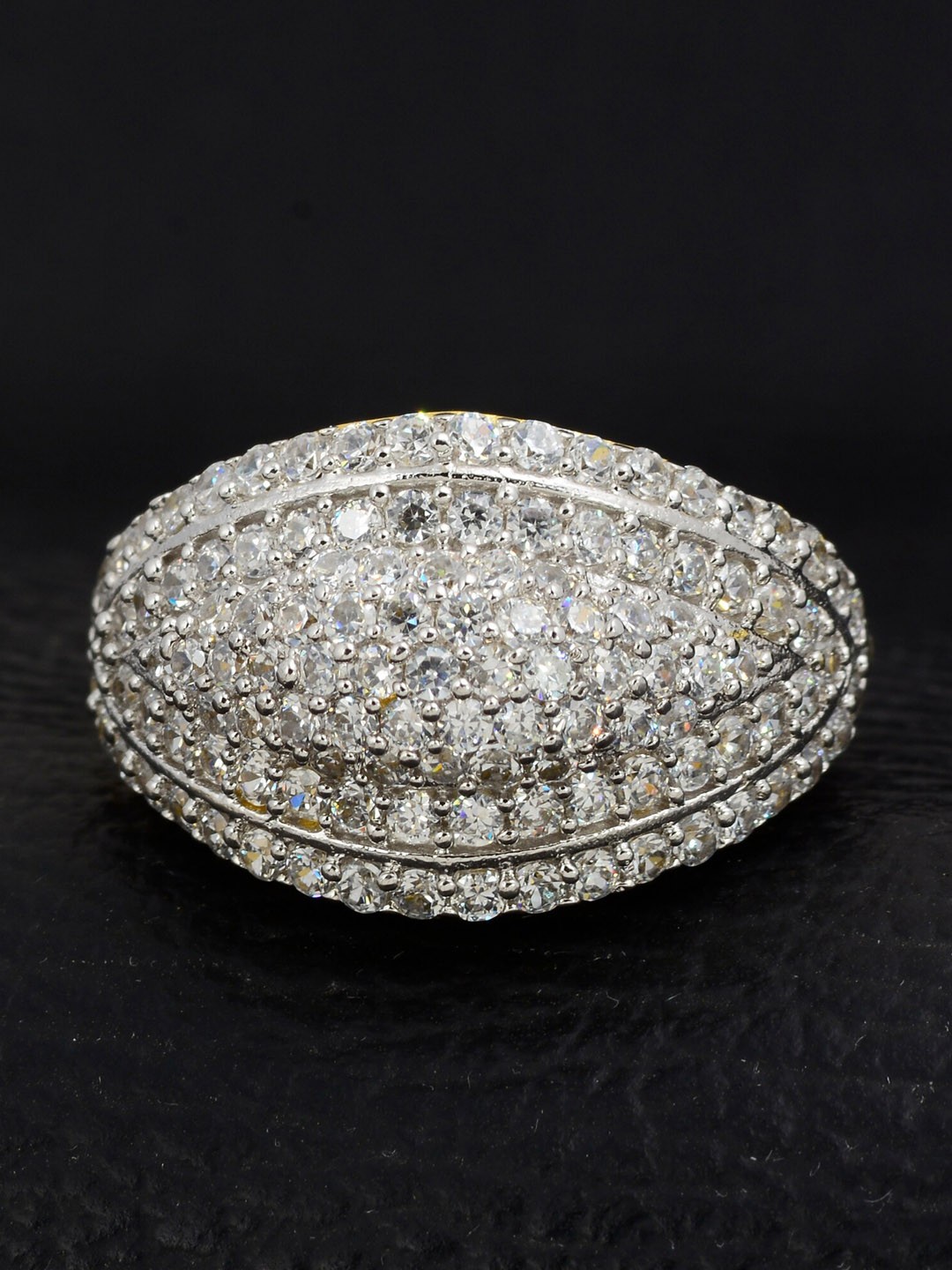 

Silgo Gold-Plated White Stone Studded Finger Ring