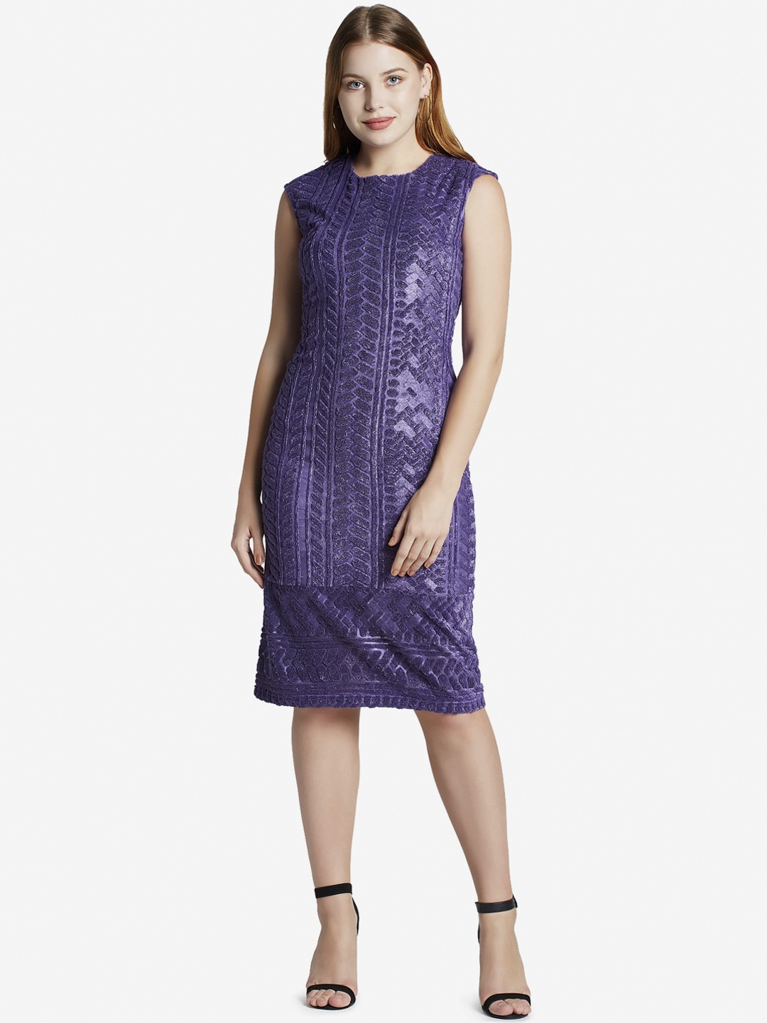 

Emmyrobe Purple Embellished Sheath Dress