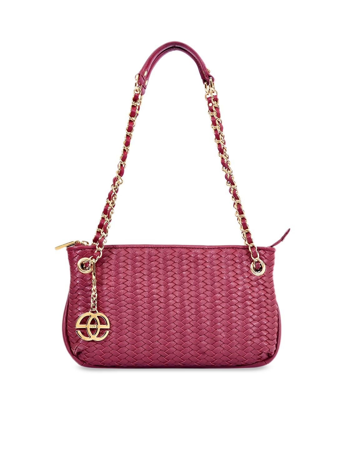 

Eske Magenta Leather Structured Shoulder Bag