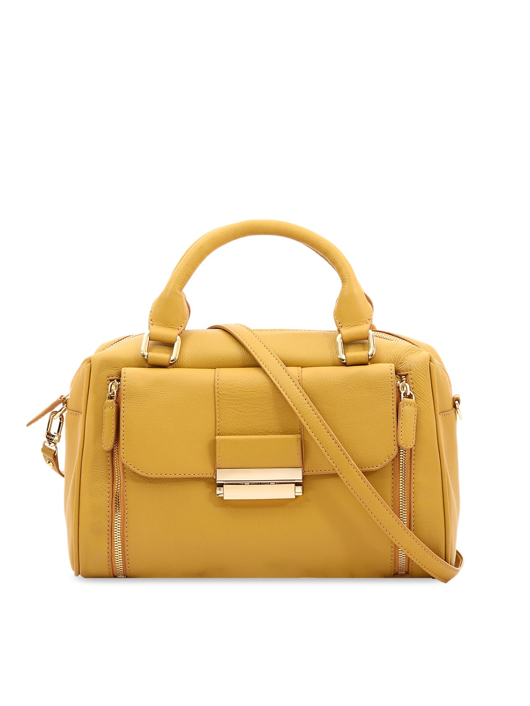 

Eske Yellow Leather Structured Handheld Bag