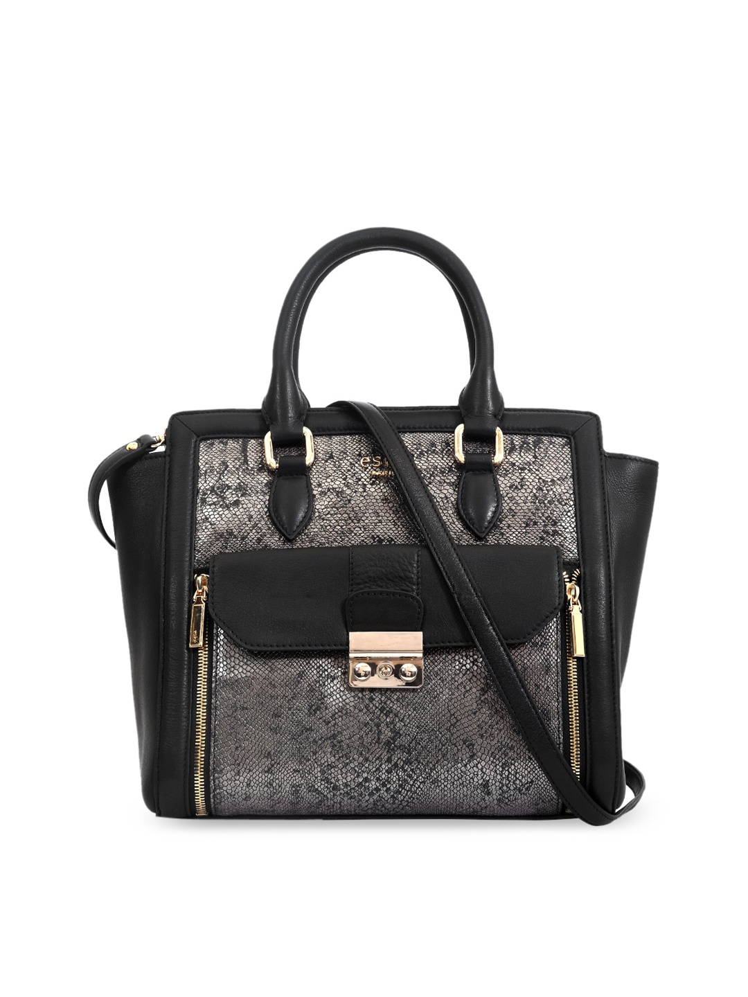 

Eske Black Leather Structured Handheld Bag