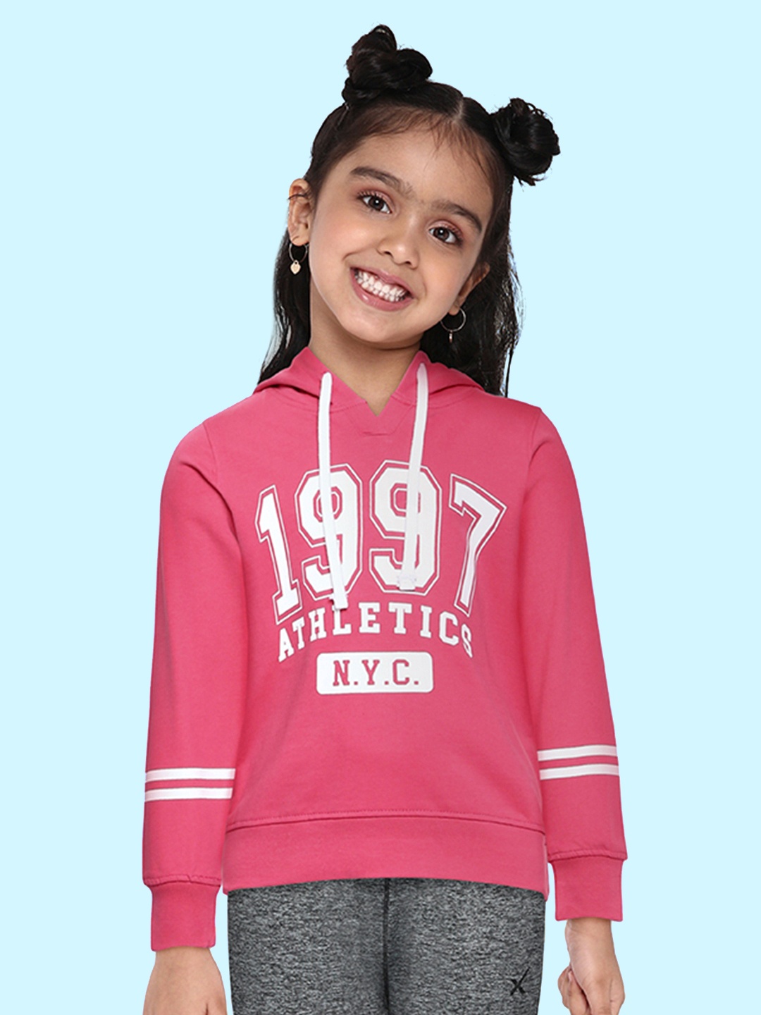 

Provogue Girls Pink Printed Hooded Sweatshirt