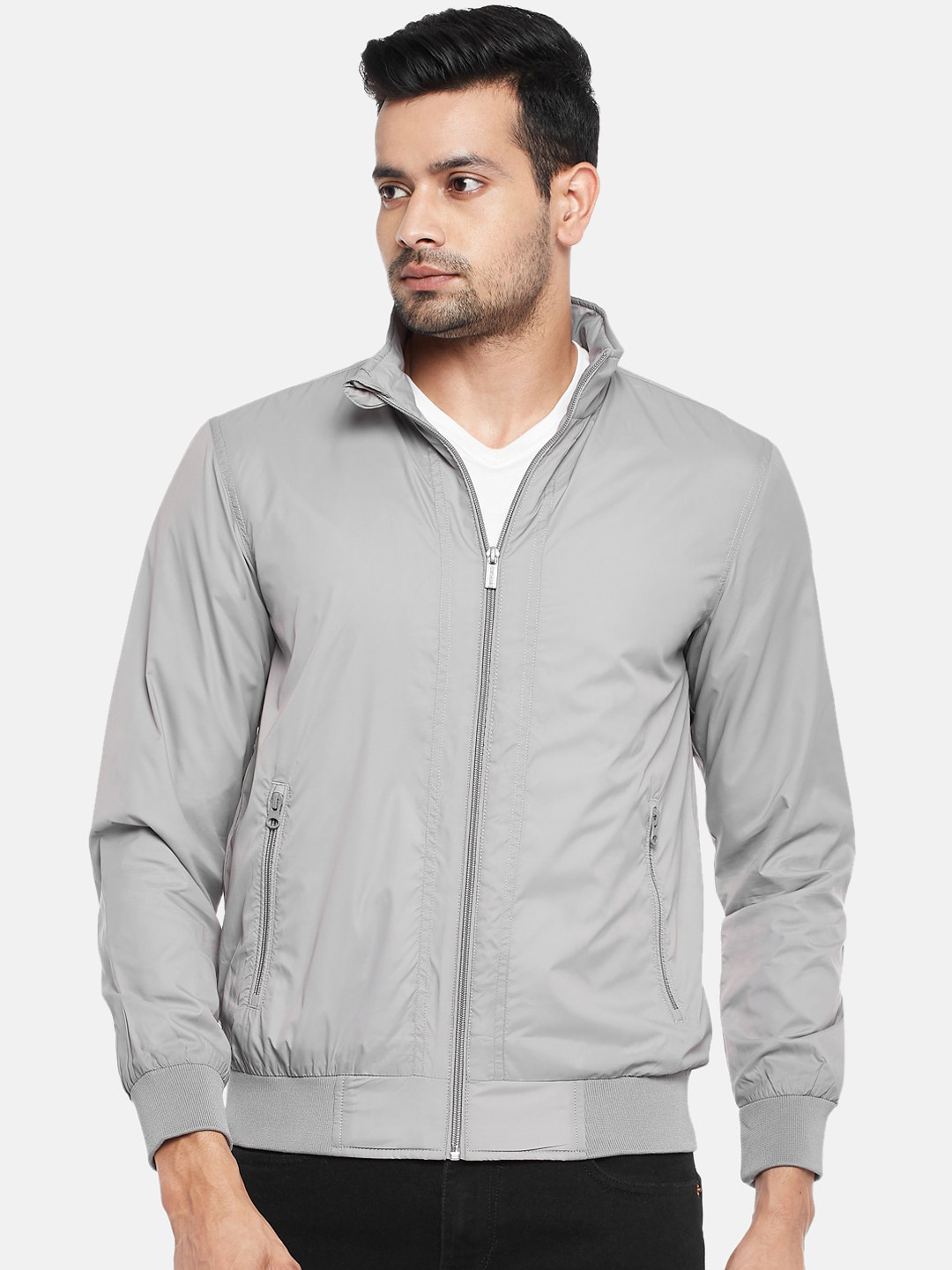 

BYFORD by Pantaloons Men Grey Bomber Jacket