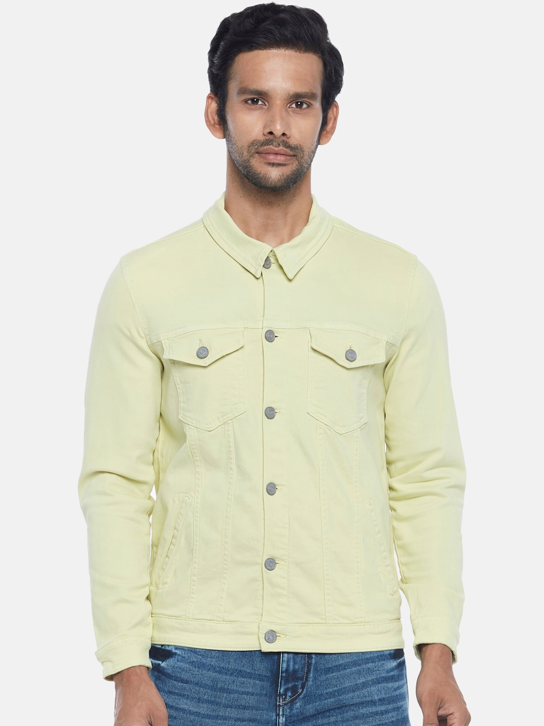 

People Men Green Denim Jacket