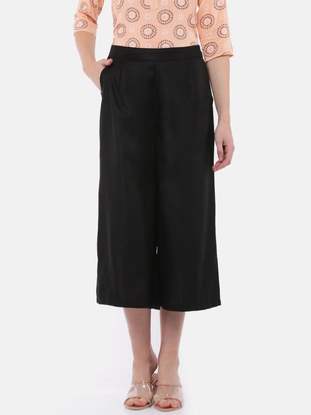 

De Moza Women Black Loose Fit Culottes Trousers