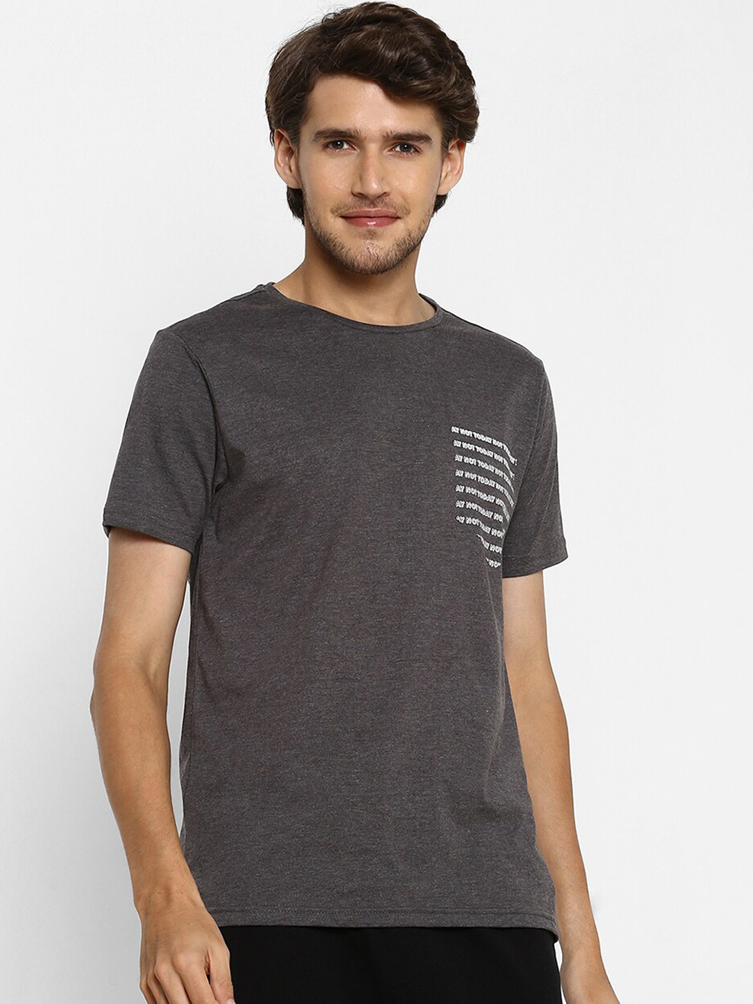 

Ajile by Pantaloons Men Grey & White Printed Lounge T-shirt