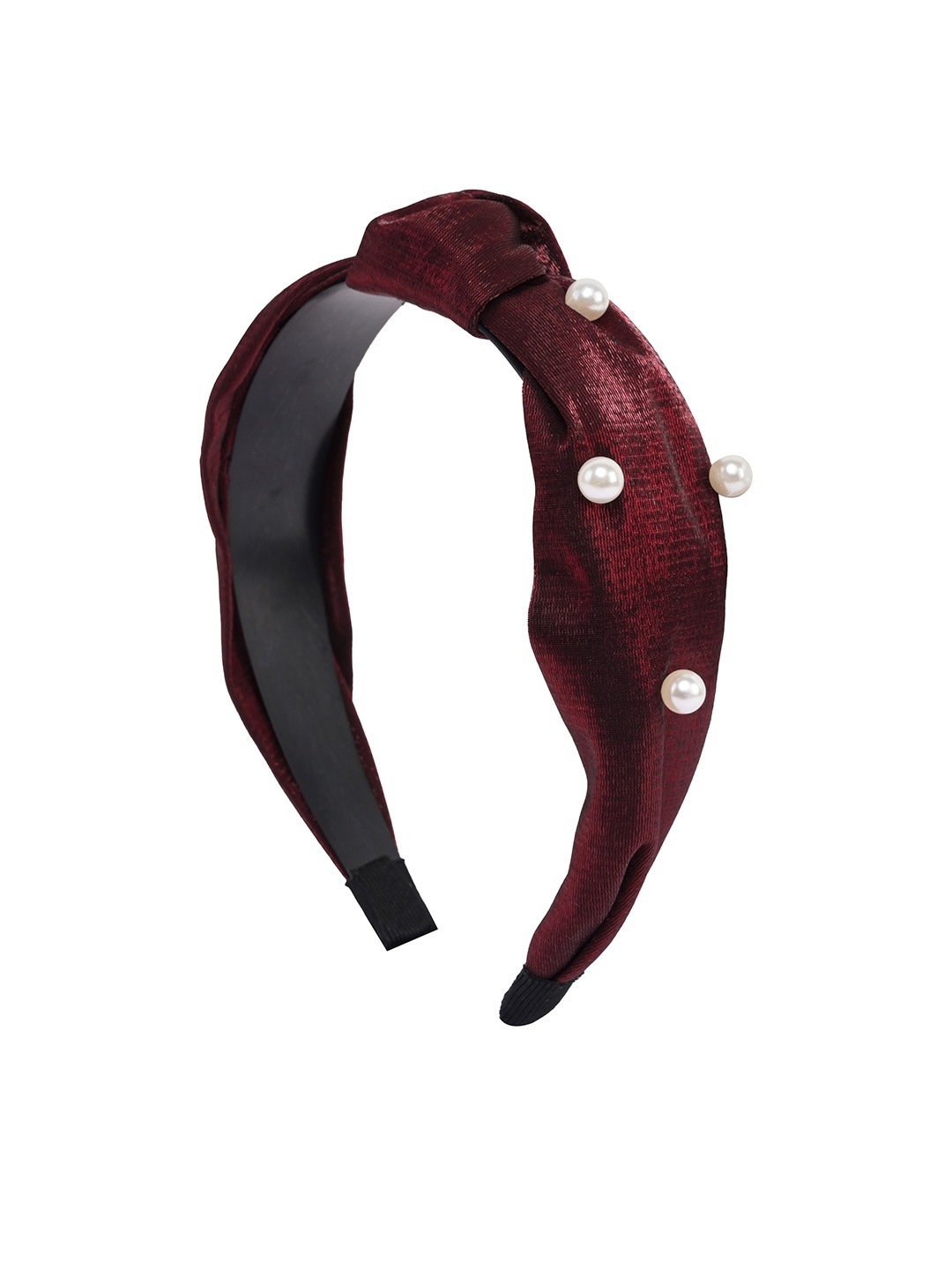 

BuckleUp Women Maroon & White Embellished Hairband