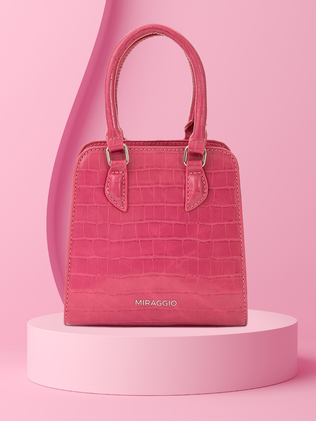 

MIRAGGIO Pink Textured Structured Sling Bag