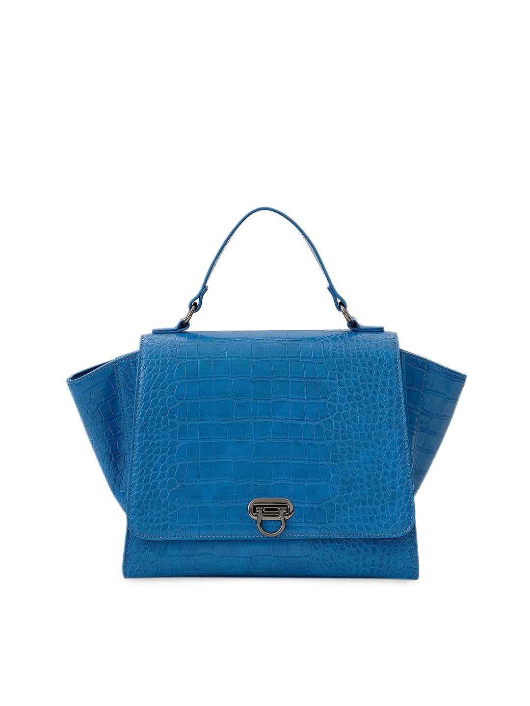 

MIRAGGIO Blue Animal Textured Structured Satchel Handbag