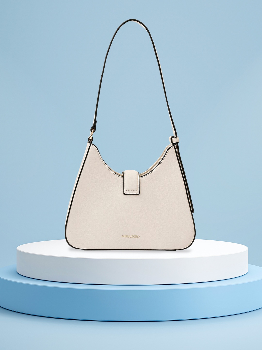 

MIRAGGIO Beige Solid Structured Tote Bag