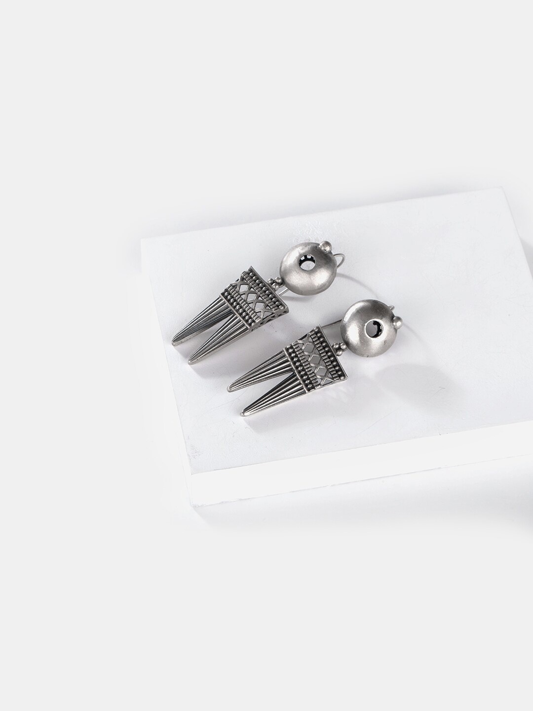 

SHAYA Silver-Toned Contemporary Studs Earrings