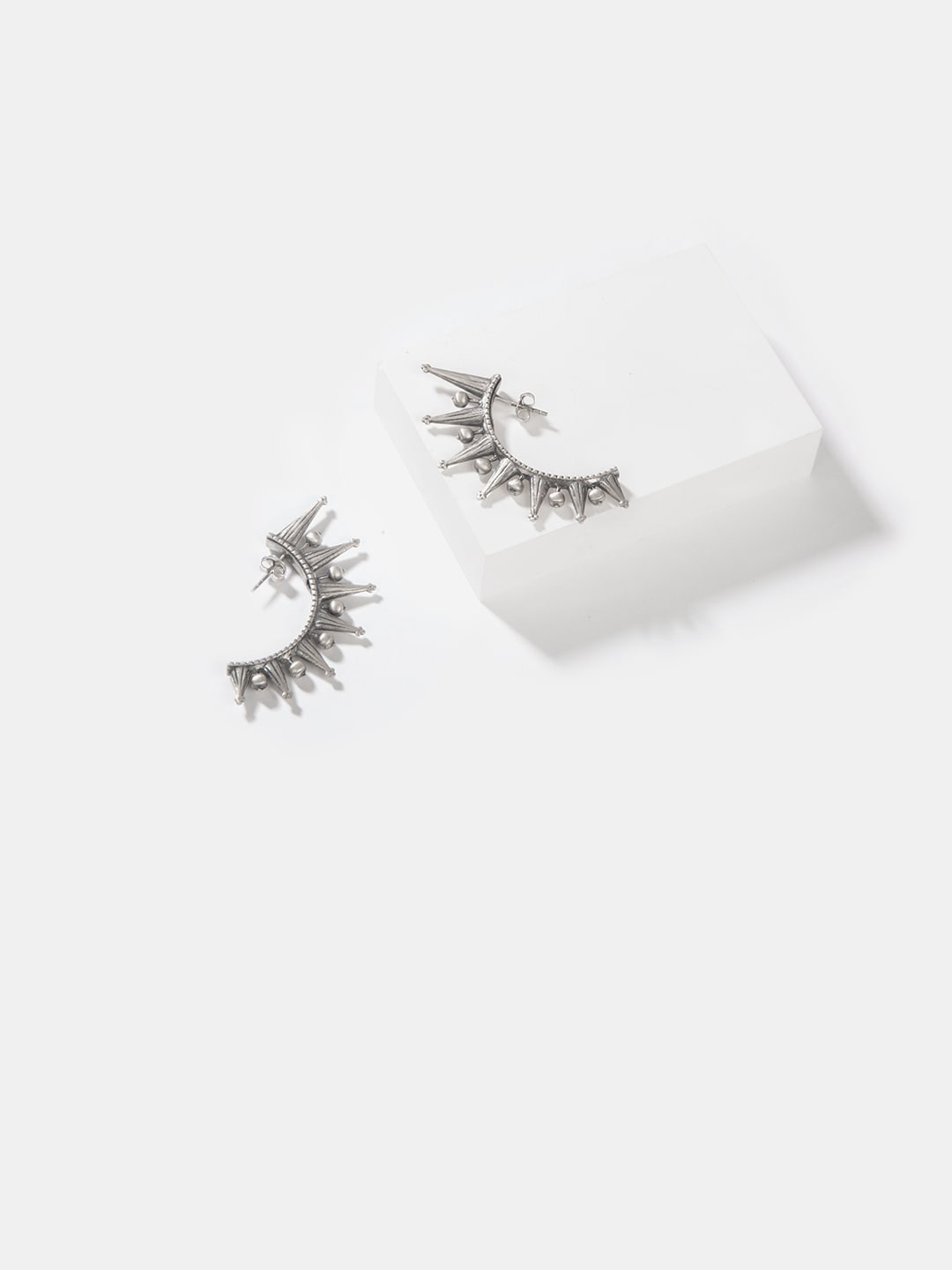 

SHAYA Silver-Toned Contemporary Studs Earrings