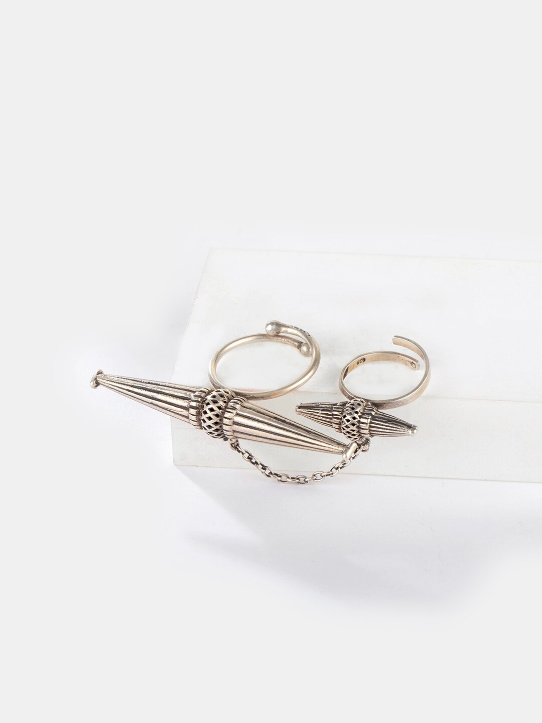 

SHAYA Silver-Toned 925 Sterling Silver Adjustable Finger Ring