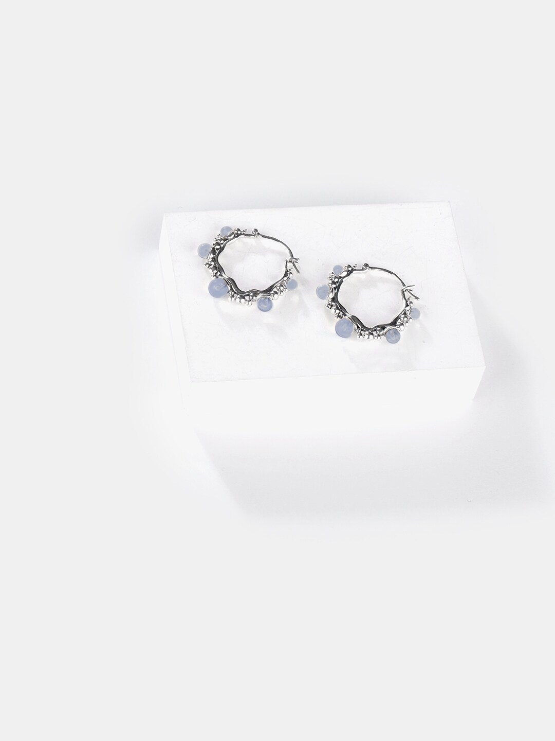 

SHAYA Silver-Toned Circular Handcrafted Half Hoop Earrings