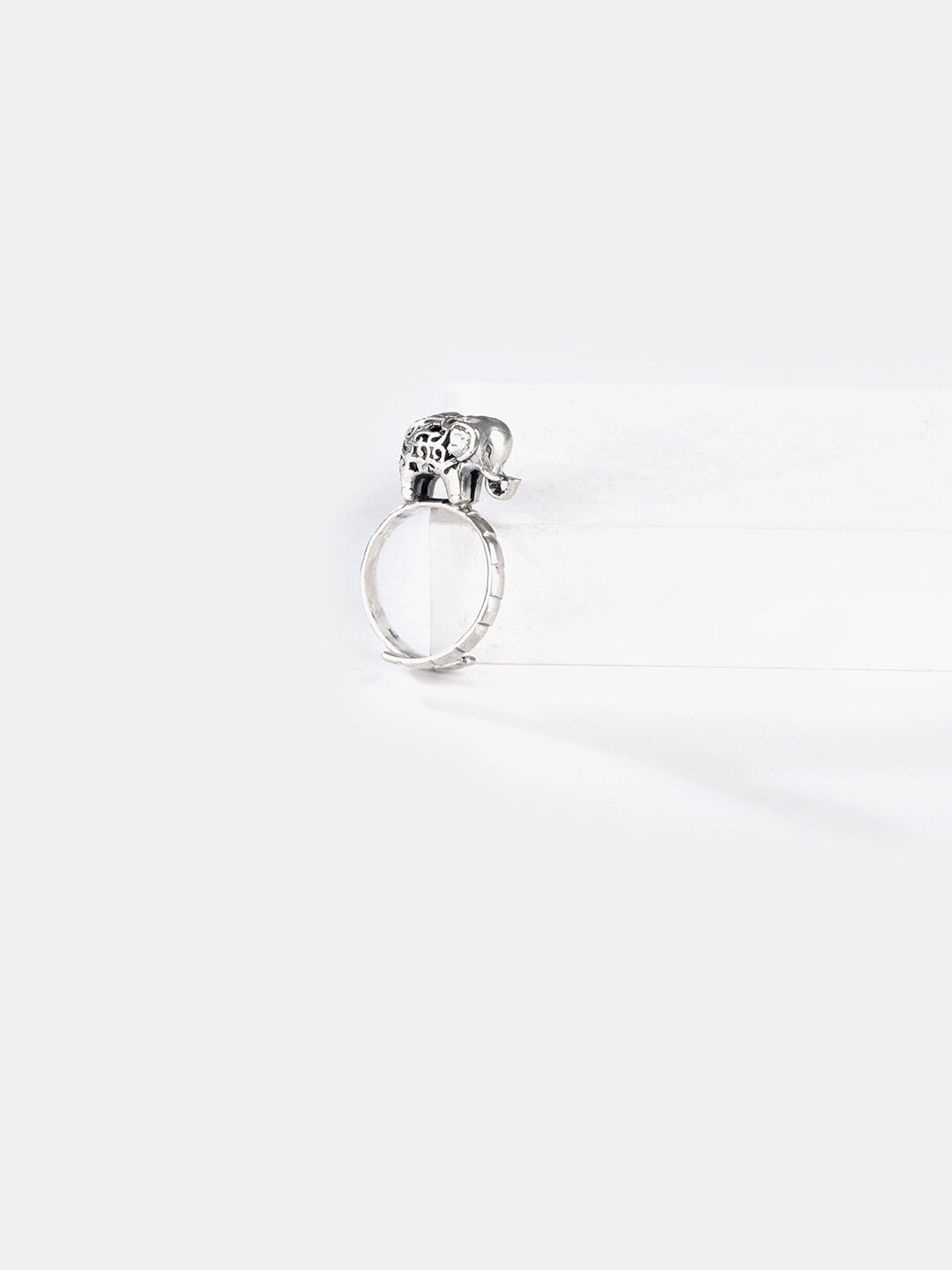 

SHAYA Oxidised 925 Silver-Toned Antique Jumbo Hearts Handcrafted Adjustable Finger Ring