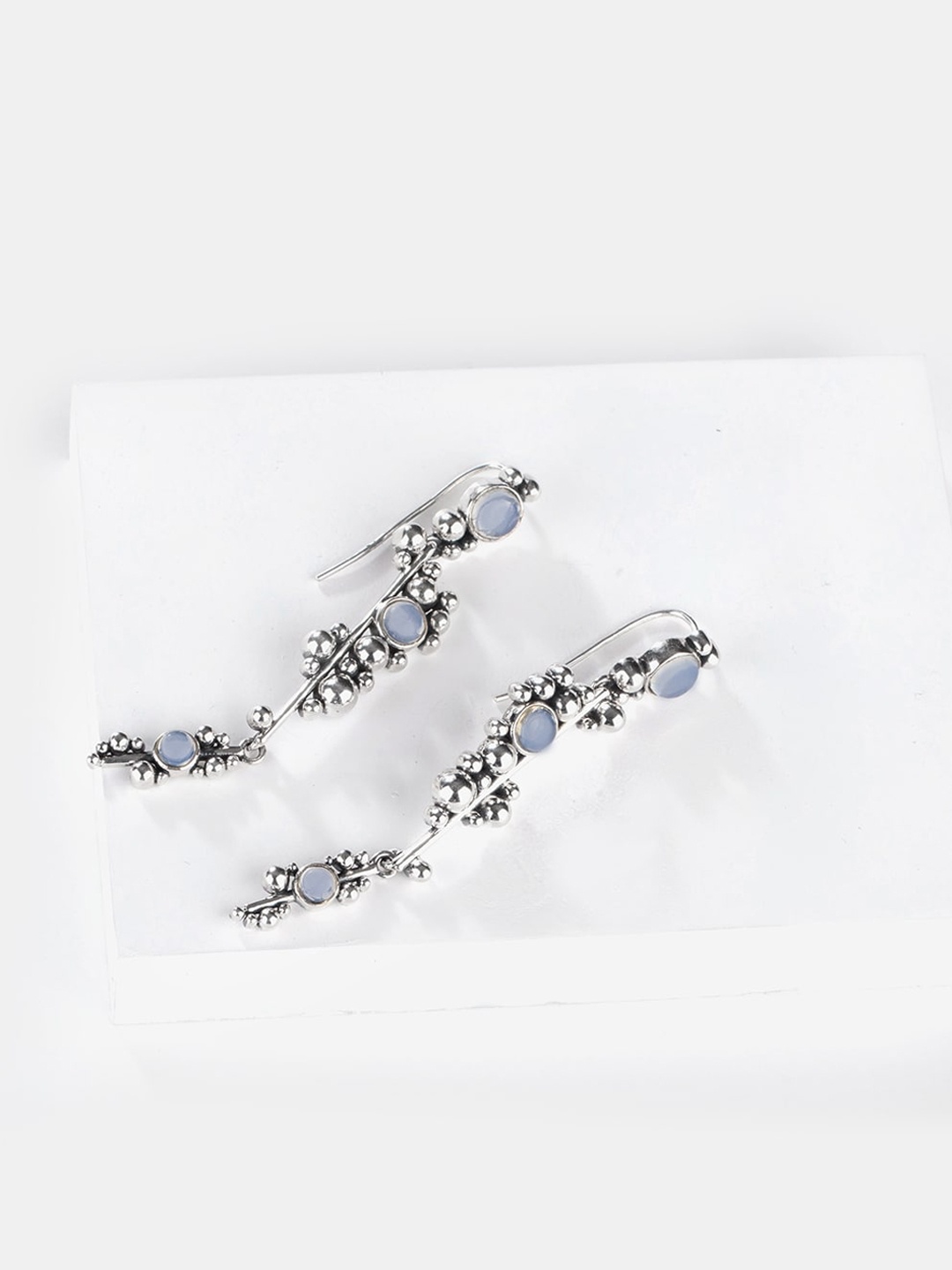 

SHAYA Silver-Toned Contemporary Drop Earrings