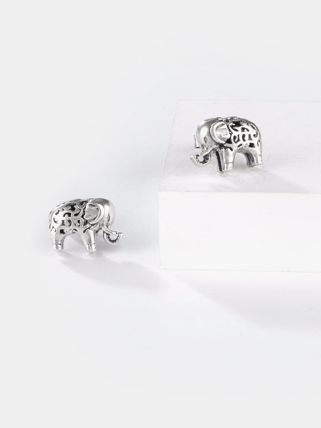 

SHAYA Silver-Toned Animal Shaped Studs Earrings