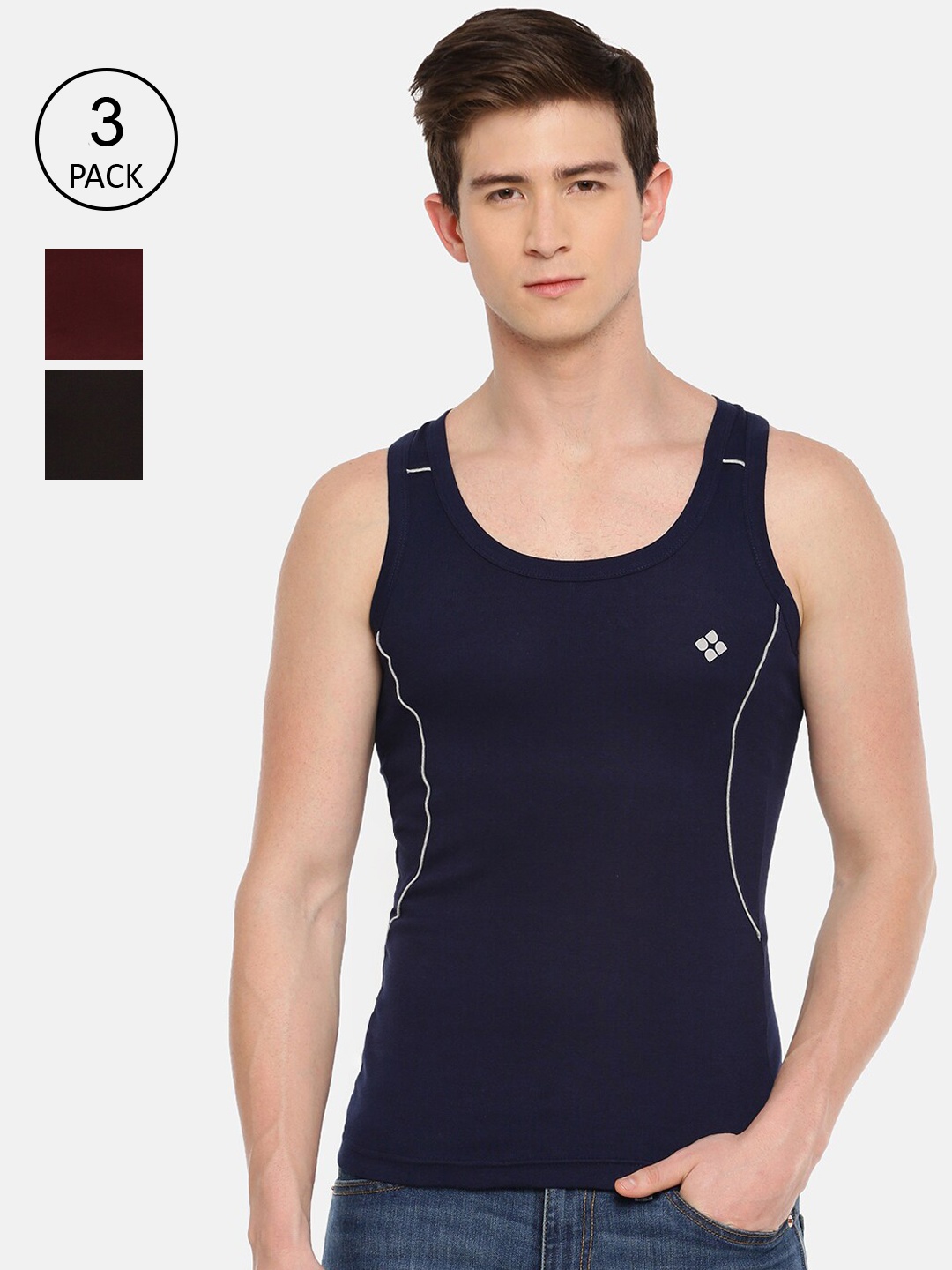 

Dollar Bigboss Men Pack Of 3 Assorted Cotton Gym Innerwear Vests MBB-20-R2-BB20-PO3-CO1, Multi
