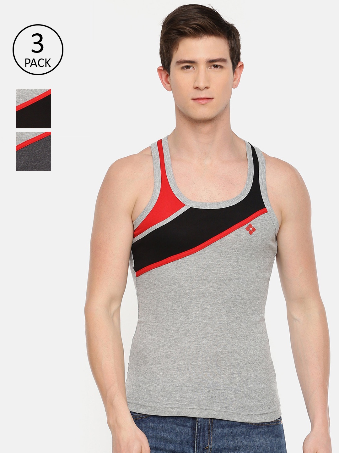 

Dollar Bigboss Men Solid Pack of 3 Cotton Racerback Styled Gym Vest MBB-19-R2-BB19-PO3-CO1, Assorted
