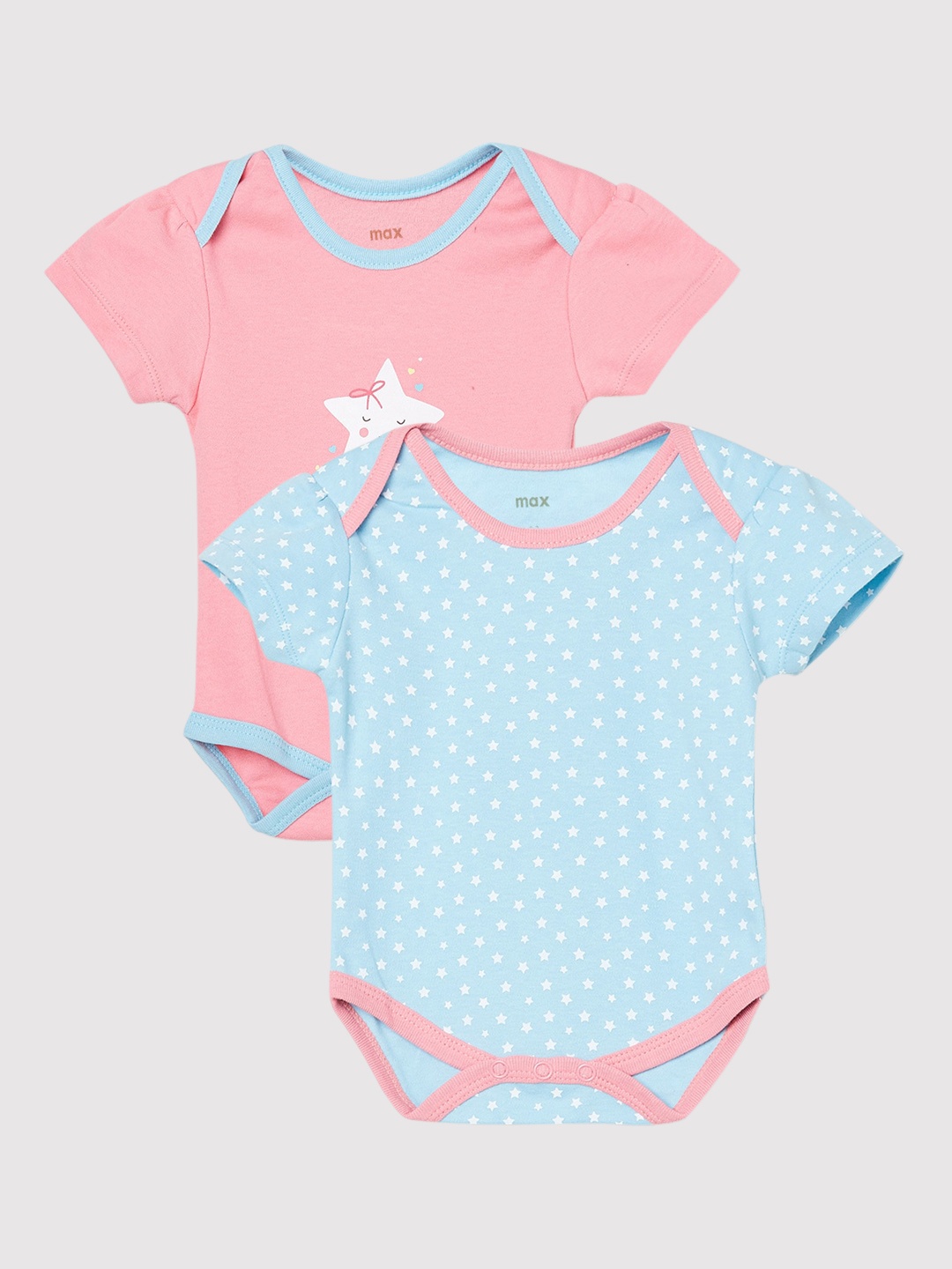 

max Girls Pack Of 2 Printed Bodysuit, Pink