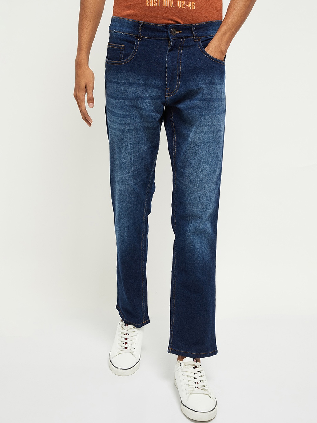 

max Men Blue Heavy Fade Stretchable Jeans