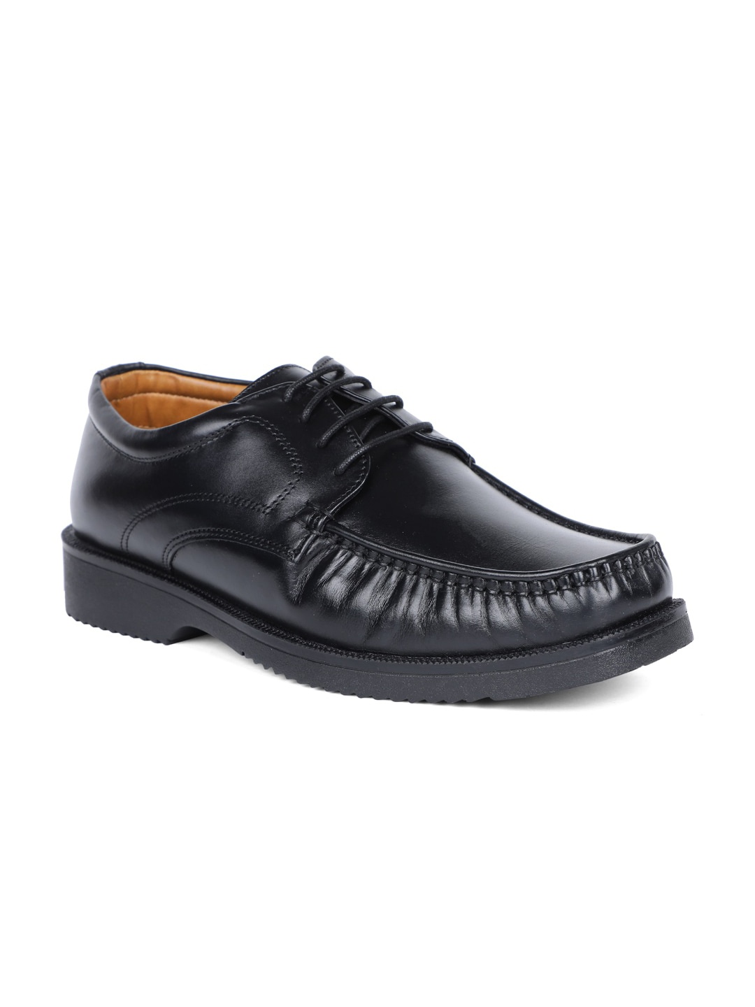 

Bata Men Black Solid Leather Formal Derbys
