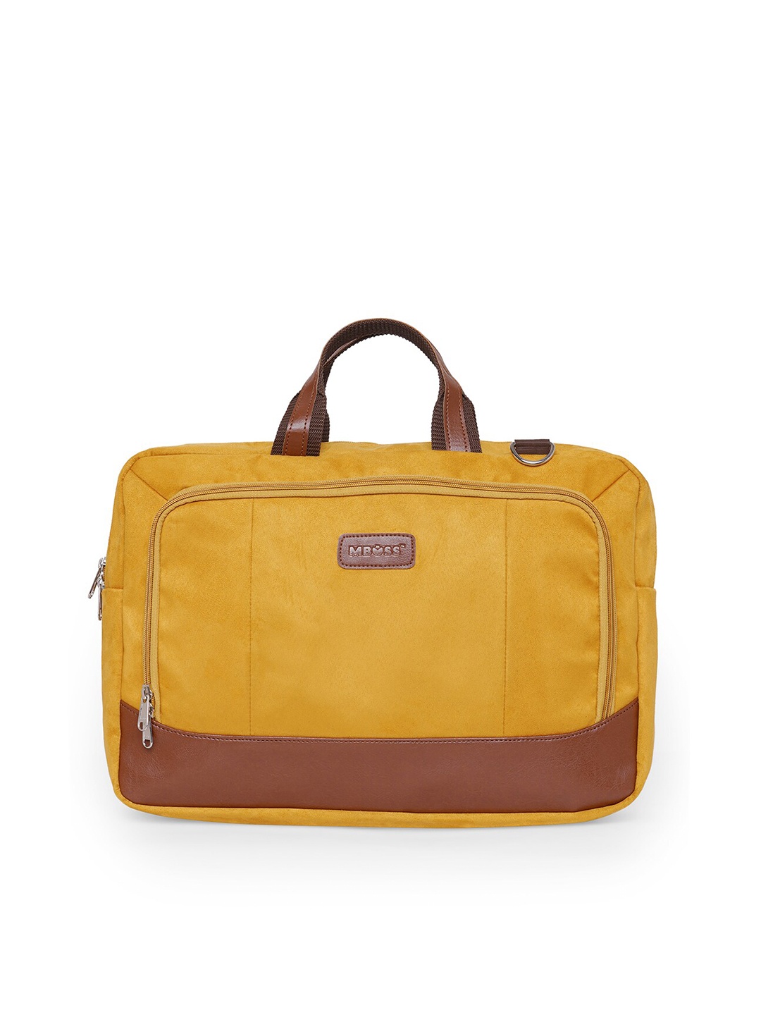 

MBOSS Unisex Yellow Colourblocked Canvas & Faux Leather Laptop Bag