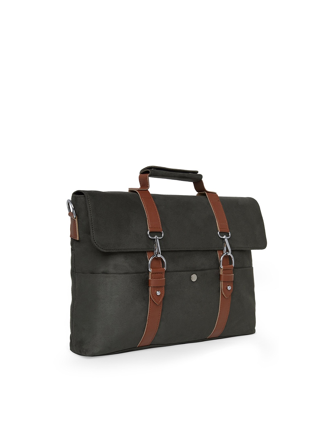 

MBOSS Unisex Green Solid Faux Leather 14 Inch Laptop Messenger Bag