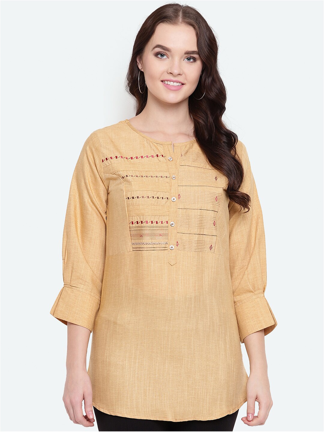 

Kvsfab Woman Beige Embroidered Tunic