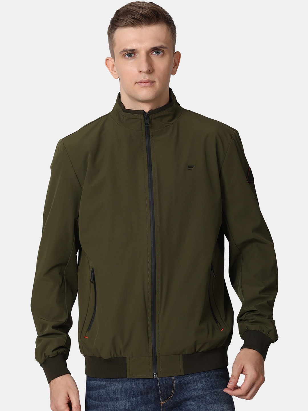 

t-base Men Olive Green Lightweight Biker Jacket