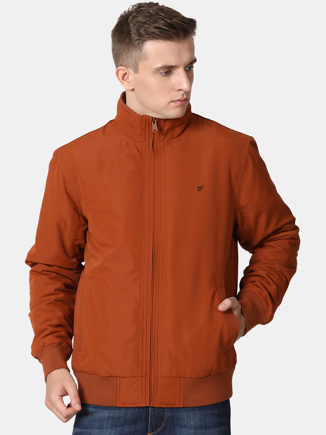 

t-base Men Brown Lightweight Bomber Jacket