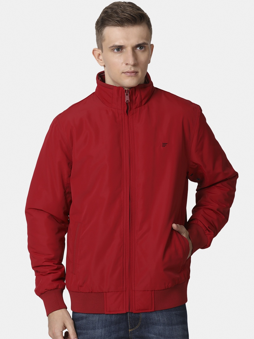

t-base Men Red Lightweight Bomber Jacket