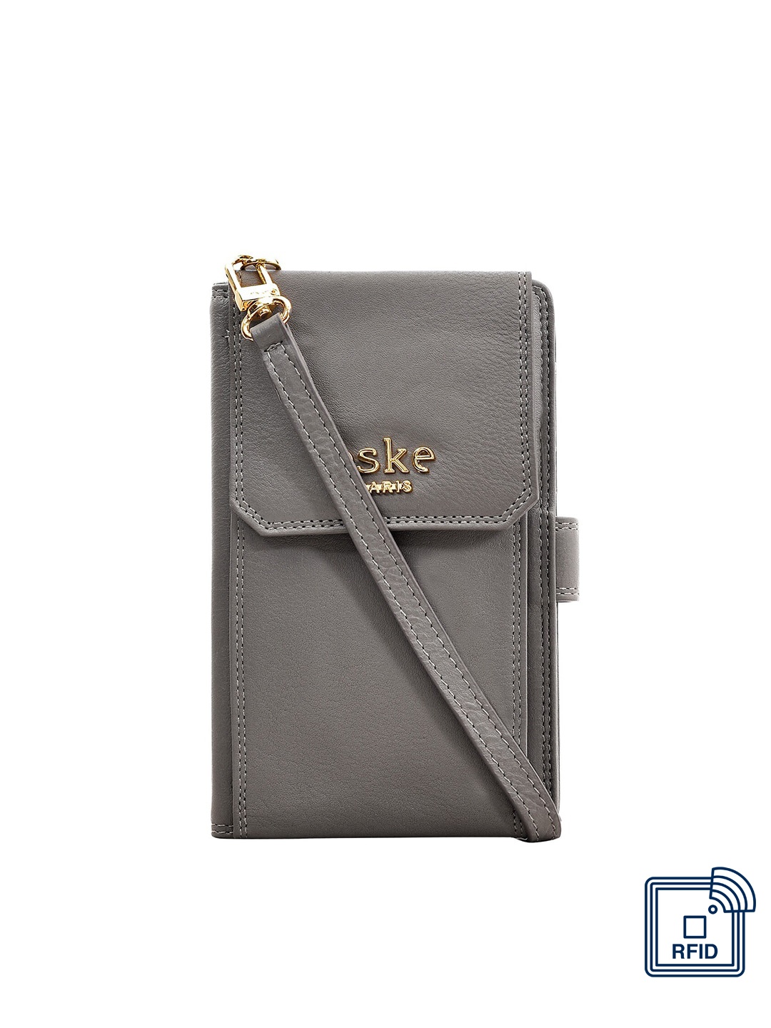 

Eske Women Grey Solid Two Fold wallet